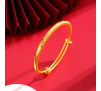 Electroplated copper alloy bracelet with Vietnamese sand gold appeal four leaf clover design for For Women and push pull adjustable fit (W)