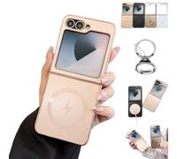 Electroplated Frosted Magnetic Case Cover for Samsung Flip Series,Slim Protective Shockproof Phone Case Plating Cover for Samsung Galaxy Z Flip 7/6/5/4/3 (Gold,For Zflip 6)