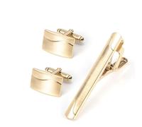 Electroplated Gold Brushed Copper Cufflink Men's French Tie Clip Set Cuff Links
