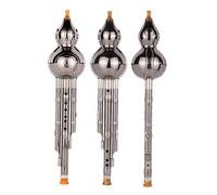 Electroplated Hulusi Beginner Instrument Silver-plated Gold-plated Copper-plated B-flat C-tuned Three-tone Hulusi Professional Hulusi(Silver,B set)