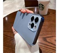 Electroplated Matte Acrylic Tempered Glass Case for iPhone 17 16 15 14 13 12 11 Pro Max, 2026 New All-Inclusive Ultra-Thin Frosted Original Color Acrylic Phone Cover (Blue,15)