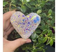 Electroplated Point Shiny Heart Shape Crystals Cluster Art Decor Angel Aura Clear Magic Quartz Jewelry Ornaments (Size : 80-90g)