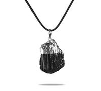Electroplated Raw Black Tourmaline Pendant with Silver | Crystal Healing Jewelry ideal for Clearing and Protecting the Aura from Negative Influences | Fashion Black Tourmaline Jewellery