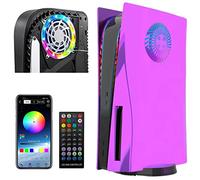 Electroplating Face Plates with RGB LED Light Strip and Cooling Vents for PS5 Disc Edition, Cover Shell Panel for Playstation 5 Console Replacement faceplates, 400+ Effects Light (Purple)