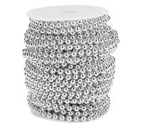 Electroplating Pearl Wire Beads Garland String DIY Wedding Decoration for Bridal Shower VENUES Events Material ABS Imitation Pearls 25M ROLL 6MM (Silver)