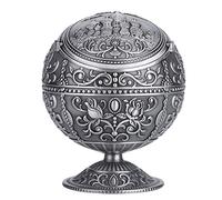Electroplating Process Vintage Artistic Ashtray Metal Ball Embossed Pattern Mould Gift Decorative Item (Silver) Suitable for Home, Hotel and High-end Venues (Tin Castle)