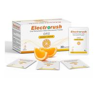 Electrorush ORS (Oral Rehydration Salts) Fast & Effective Orange Flavour Effervescent Supplement for Reducing Dehydration & Replacing Electrolytes (Mineral Salts) of Lost Body Water & Salt 20 Sachets