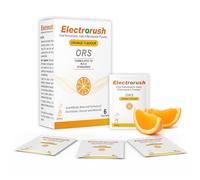 Electrorush ORS (Oral Rehydration Salts) Fast & Effective Orange Flavour Effervescent Supplement for Reducing Dehydration & Replacing Electrolytes (Mineral Salts) of Lost Body Water & Salt 6 Sachets