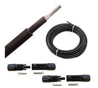 electrosmart 10m Black 4mm2 Solar Panel PV Cable H1Z2Z2-K D Insulated Photovoltaic Wire with 2 x Solar Panel Cable Connector Crimp compatible with MC4