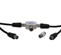 electrosmart 10m Black Freeview TV Aerial Splitter Kit Includes 1.5m Coax 10m Coax Splitter & Adaptor