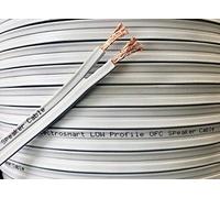 electrosmart 10m Low Profile Flat White Oxygen Free Copper OFC Loud Speaker Cable - Multi-Strand 158 (2x 79 Strand) Outside Dimensions of Cable: 1.7mm x 10mm
