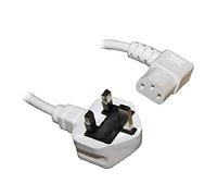 electrosmart 10m Mains Power Cable with 90 Degree Right Angled Kettle Type IEC Socket - Available in Black or White (White)