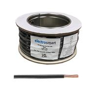 electrosmart 12V 24V Single Core Copper Automotive Auto Car Marine Stranded Thin Wall Cable/Wire Red or Black 0.5mm² 11 Amps (11A) (Black, 100m)