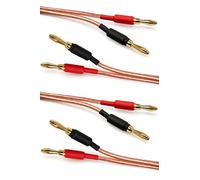 electrosmart 2 x 2m Speaker Cable with Fitted 4mm Banana Plug Connectors 14 AWG Transparent Wire