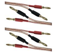 electrosmart 2 x 3m Speaker Cable with Fitted 4mm Banana Plug Connectors 14 AWG Transparent Wire