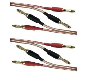 electrosmart 2 x 3m Speaker Cable with Fitted 4mm Banana Plug Connectors 14 AWG Transparent Wire