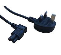 electrosmart 2m Black C5 Clover Cloverleaf 90 Degree Angled Mains Cable Lead to UK Plug