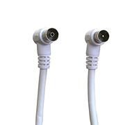 electrosmart 3m White Male Coax Plug to Female Coax Socket Cable with 90 Degree Right Angled Connectors - Length: 3.0m - Colour: White