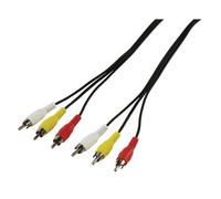 electrosmart 5 Meter 3 RCA/Phono Male Plug to 3 RCA/Phono Male Plug Cable ~ Triple RCA/Phono AV Audio Video Lead with Yellow White & Red Plugs