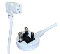 electrosmart 5m White Mains Power Cable with 90 Degree Right Angled Kettle Type IEC Socket
