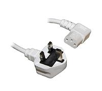 electrosmart 7.5m Mains Power Cable with 90 Degree Right Angled Kettle Type IEC Socket Available in Black or White (White)