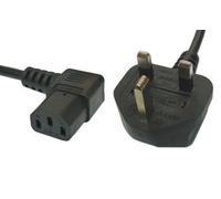 electrosmart 7.5m Mains Power Cable with 90 Degree Right Angled Kettle Type IEC Socket Available in Black or White (Black)