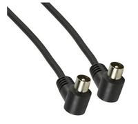 electrosmart Black ~ Male Coax Plug to Male Coax Plug Cable with 90 Degree Right Angled Connectors - Length: 2m