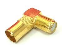 electrosmart Gold Plated TV Aerial Male Coax Plug to F Socket 90 Degree Right Angle/Angled/Hooked Adaptor/Connector (Pack of 1)
