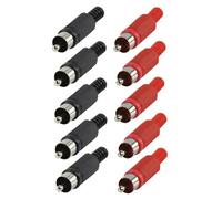 electrosmart Pack of 10 RCA/Phono Plug Connectors with Cable Protector - 5x Red and 5x Black Plugs