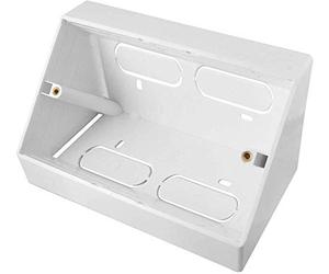 electrosmart Pack of 2 White Double 2 Gang Pattress Electrical Back Box 45 Degree Angled Surface Mount for Work Bench etc