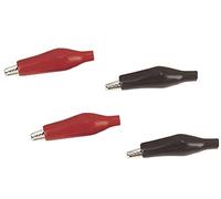 electrosmart Pack of 4 Crocodile Clips with Crimp Claws 2 Red & 2 Black - Approx Length: 42mm Including Insulation & Clip