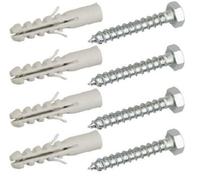 electrosmart Pack of 4 M8 x 50mm Steel Bolts Kit with Wall Plug & Washer for Mounting Bracket Aerial Sky Dish Gates