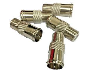 electrosmart Pack of 5 F Plug/Connector Push On Quick Release Adaptor - F Socket Female to Quick F Plug Easy Fit