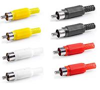 electrosmart Pack of 8 RCA/Phono Plug Connectors with Cable Protector 2x Red 2x Black 2x White and 2x Yellow Plugs