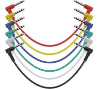 electrosmart Set of 6 Assorted 6.35mm Right Angled Mono Jack Plug Patch Leads - Length 30cm 0.3mSet 0.3m