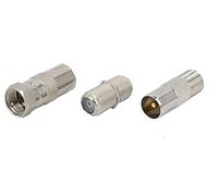 electrosmart TV Aerial/Satellite Connector Kit - 1x F Type Socket to Male Coax Plug Adaptor - 1x F Plug Connector to Female Aerial Coax Socket Adaptor - 1x F Type Socket to Socket Coupler Joiner