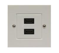 electrosmart Twin/Double HDMI Single Gang Size White Wallplate - Provides 2 x HDMI Sockets