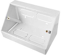 electrosmart White Double 2 Gang Pattress Electrical Back Box 45 Degree Angled Surface Mount for Work Bench etc