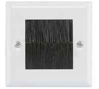 electrosmart White Single Gang Brush Strip Wallplate/Wall Plate/Faceplate Cable Tidy for Wall Mounted Plasma TV etc