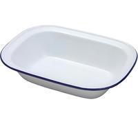 ELECTROSQUARE Falcon Enamel Oblong Pie Dish 20cm (Pack of 2) Classic White with Blue Rim Oven & Grill Safe Durable, Scratch-Resistant Ideal for Baking, Pies, Roasting & Serving