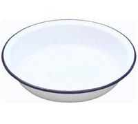 ELECTROSQUARE Falcon Enamel Round Pie Dish 22cm Classic White with Blue Rim Durable Oven Safe Baking Dish Ideal for Pies, Roasts & Serving Easy Clean, Scratch Resistant