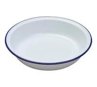 ELECTROSQUARE Falcon Enamelware Round Pie Dish 16cm Classic White with Blue Rim Durable & Oven Safe Baking Dish Traditional British Design Ideal for Pies, Roasts, and Baking
