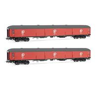 Electrotren HE4001 Paquexpres, 2-Unit Pack Luggage Van DD-8100, Red Livery, Period V Rolling Stock - Coach