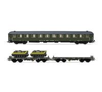 Electrotren HE4015 RENFE, 3-unit set, 12000 + 2x PMM (1 loaded with tank +1 without load), olive green Military livery, period V 1:87 Scale HO Gauge