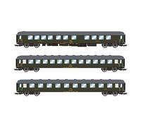Electrotren HE4020 RENFE, 3-unit set Expreso Costa Brava, RRR-8000 + BB (new bodyshell) + BBL, olive green livery, ep. IV 1:87 Scale HO Gauge