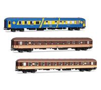 Electrotren HE4035 RENFE, 3-unit pack Costa Brava, blue restaurant coach + 2 x couchette coaches in Estrella livery, ep. IV Passenger Coaches