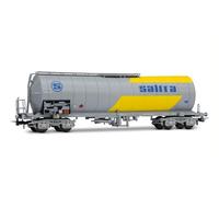 Electrotren HE6026 RENFE, 4-axle isolated tank wagon SALTRA f. transport of cianhidric acid, yellow/grey, ep. IV