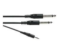 Electrovision 2X6.35Mj/P-3.5Sj/P 1.2M Lead Mono Jack Plug/Stereo Jack Plug in Black Electrovision Black