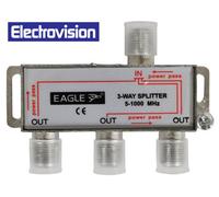 Electrovision 3 Way Satellite Splitter With A Single Input Port And Three Output Ports Arranged On The Splitter Housing