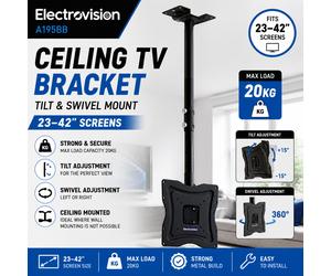 Electrovision A195BB Ceiling TV Bracket Tilt Swivel Mount 23-42in Up To 20kg